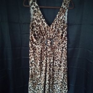 Avon, leopard print, stretchy, medium, sleeveless dress